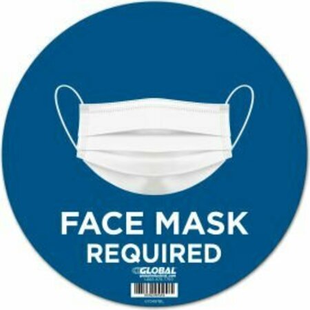 THE MAGNET GROUP GEC&#8482; 12" Round Face Mask Required Wall Sign, Blue, Adhesive CP005811